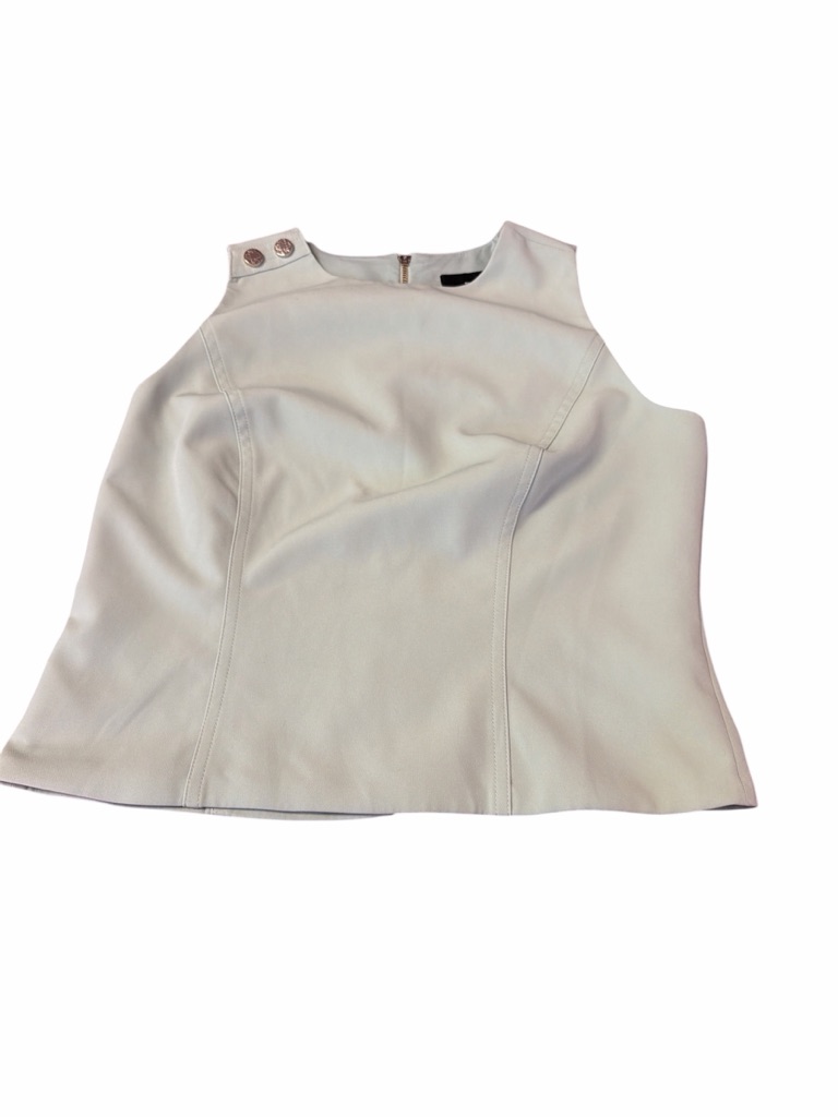 White House Black Market Sleeveless Top Pale Green Size 2p Gold Button Accent